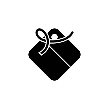 Siyah işaret, şeffaf bir arkaplanda izole edilmiş kurdele ve yaylı bir hediye ikonu sunar. Yaratıcı tasarım projeleri için ideal.