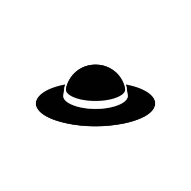 İzole edilmiş, siyah şapkalı, şeffaf bir arka planda beyaz çizgili. Basit simge, düz vektör sanatı.
