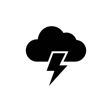 İçinden yıldırım çıkan bir fırtına bulutunun siyah beyaz çizimi. Kötü hava ve elektrik akımını temsil ediyor..