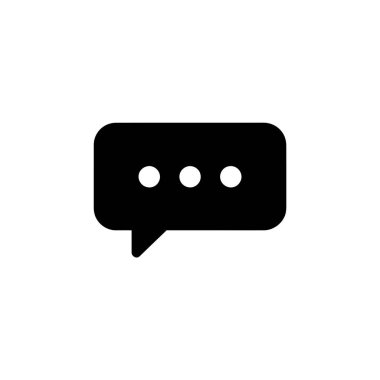 Bu resim, yuvarlak köşeli siyah bir konuşma baloncuğunun basit ama göz alıcı grafiğini gösteriyor. Baloncuğun içinde üç küçük beyaz nokta var..