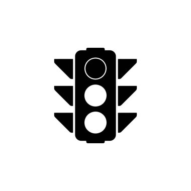 Ulaşım kontrolü veya grafik tasarımları için kullanılan şeffaf bir zemin üzerinde üç lensli siyah trafik ışığı sembolünün izole edilmiş vektörü.