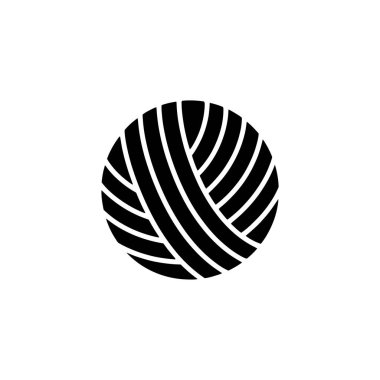 Siluet çizimi, örgü örmek veya dikmek için kullanılan şeffaf bir zemin üzerinde siyah bir iplik yumağını gösteriyor..