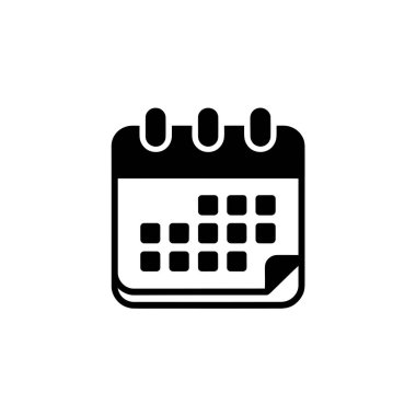 Kıvrımlı sayfa köşeli izole siyah takvim illüstrasyonu