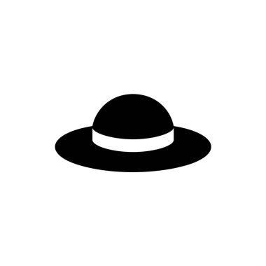 Beyaz bantlı şık bir siyah kadın şapkası, şeffaf bir arkaplanda izole edilmiş, moda veya aksesuar temaları için mükemmel..