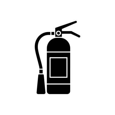 Bir yangın söndürücünün izole edilmiş silueti. Tasarım, şeffaf arkaplan üzerinde bir tank, hortum, başlık ve kaldıraç barındırıyor..