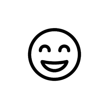 Beyaz arka planda siyah çizgilerden yapılmış, basit bir gülen yüz. Ağız gülümsüyor ve gözler basit bir mutluluk ifadesi ile kapalı..