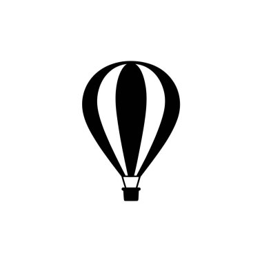 Şeffaf arka planda yükselen sıcak hava balonu. Uçan aracın tek silueti.