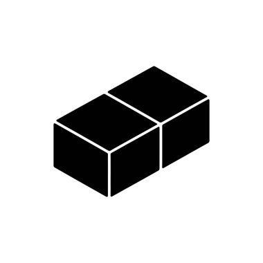 Isometric görünümü iki siyah küpün birleştiğini gösteriyor. Şeffaf arkaplan ile temiz minimalist tasarım, hassas geometrik form vurgulanıyor.