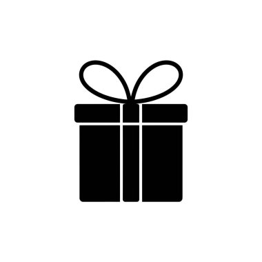 İzole vektör çizimi, kurdeleli siyah bir hediye kutusu gösterir. Farklı temalı olaylar ve illüstrasyonlar için mükemmel bir grafik tasarım ögesi.