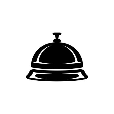 Şeffaf arka planda siyah resepsiyon çanı çizimi. En küçük sanat stili, resmin basitliği ve zarafetine odaklanır..