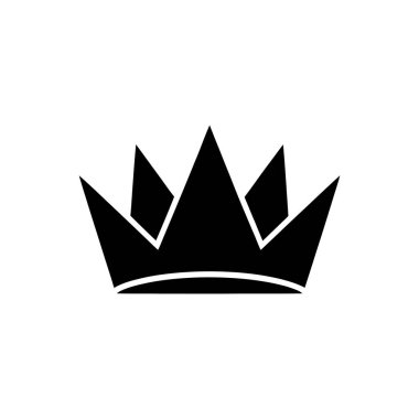 Beyaz arka planda siyah taç silueti var. Tasarım, keskin, üçgen noktalar ve kraliyet veya başarıyı basit bir zarafetle temsil eden kavisli bir taban içeriyor..