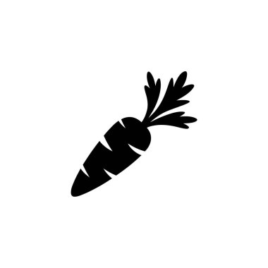 Grafiksel çizimler, çeşitli tasarım ihtiyaçları için şeffaf bir zemin üzerinde siyah siluet ile tasvir edilmiş, tek bir stilize havuç göstermektedir.