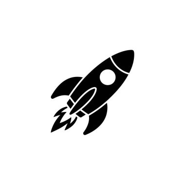 Basit ama güçlü siyah ve beyaz vektör çizimi uzaya fırlatılan bir roketi gösteriyor. Girişimler, uzay keşifleri ve yenilikçi fikirler için çarpıcı bir sembol..