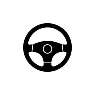 Şeffaf arka planı olan, çeşitli tasarım uygulamaları için mükemmel bir direksiyon simidinin izole edilmiş, basit bir siyah vektör çizimi.