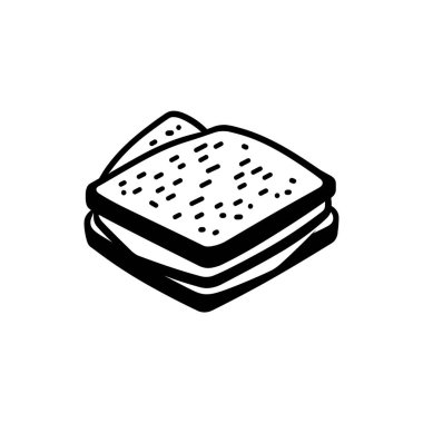 Basit düz vektör simgesi. Kesik bir sandviçin yansıması, dolgulu. Şeffaf bir arkaplanda izole edilmiş, tasarımda esneklik sağlıyor.