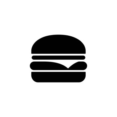 Hamburgerin minimalist siyah-beyaz vektör çizimi. Basit bir gıda sembolü gerektiren simgeler, logolar, menüler veya web sitesi tasarımları için mükemmel. Temiz ve çok yönlü grafik.