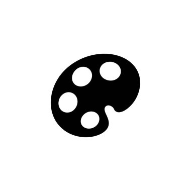 Katı siyah bir ressamın boya paletini gösteren minimalist bir çizim. Palette, klasik bir tasarım elementi olan beyaz arkaplana karşı beş yuvarlak boya kuyusu yer almaktadır..