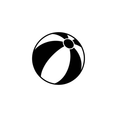 Bir plaj topunun izole vektör çizimi. Grafik siyah beyaz, klasik tasarımı altı bölümle gösteriyor. Basit ve temiz tasarım.