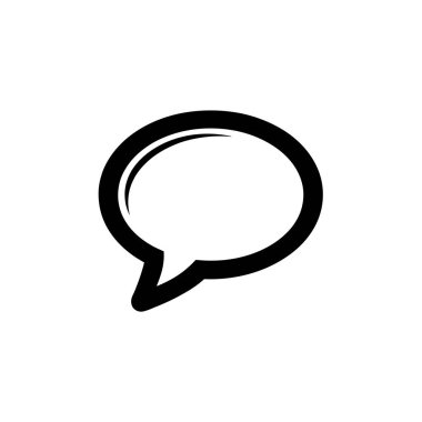 Siyah ve beyaz vektör resmi sadeleştirilmiş bir konuşma kabarcığı simgesi gösterir. Bu temiz grafik iletişim, geri bildirim ya da sosyal medya içeren tasarımlar için idealdir..