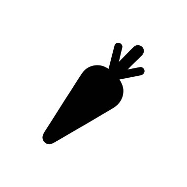 İzole edilmiş bir havuç simgesi, şeffaf bir arkaplana karşı sunulan üç farklı, keskin yaprakla kaplı ve katı dolgusu olan basit bir tasarımı gösterir..