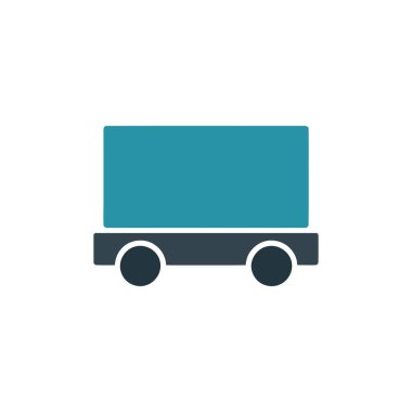 Net bir illüstrasyonda basit, iki tonluk bir tramvay sergilenir. Üstteki kısım deniz mavisi ve alttaki, tekerlekler de dahil, daha koyu bir gölge, temiz beyaz arka plana karşı..