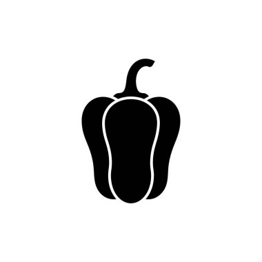 Tek renkli biber ikonu saplı tek bir biber gösteriyor. Şeffaf arkaplanda izole edilmiş basit sebze silueti.