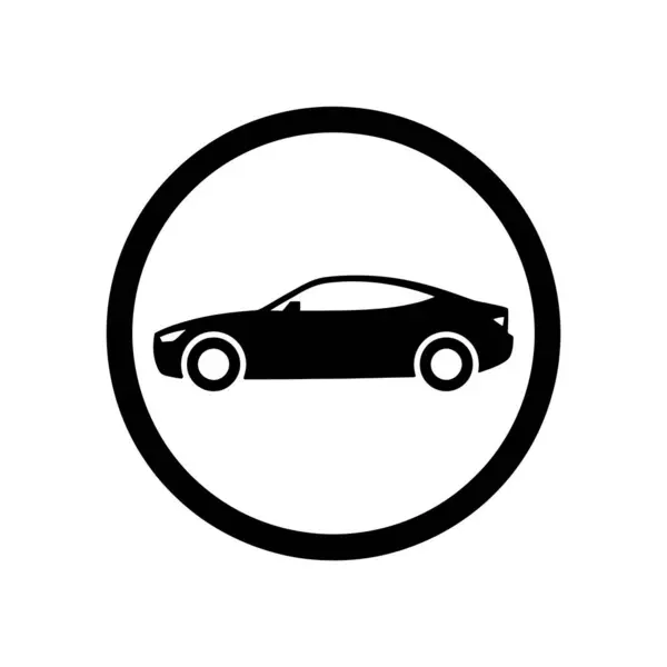 Bu illüstrasyon siyah bir dairenin içinde siyah bir siluet içeriyor, beyaz bir zemine göre ayarlanmış, otomotiv tasarımı için ideal..