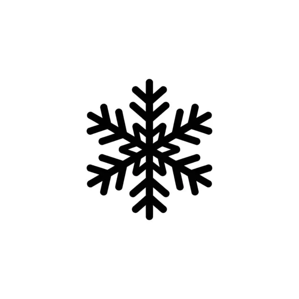 İzole edilmiş bir siyah kar tanesi simgesi beyaz bir zemin üzerine kuruludur. Kar taneleri, kış temalı görüntüler veya hava tahminleri için basit ve cesur bir tasarıma sahip altı noktaya sahiptir..