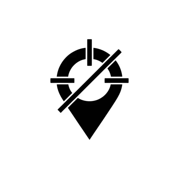 Hedef işareti ve kırmızı içki yasağı sembolüyle birleştirilmiş bir navigasyon iğnesinin siyah simgesi. Konum takibine izin verilmediğini ya da yasaklandığını gösterir.