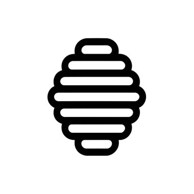 Görüntü bir arı kovanının stilize edilmiş siyah-beyaz çizimini gösteriyor. Kalın, yuvarlak yatay çizgiler, boşluklarla ayrılır ve beyaz arkaplana karşı katmanlı bir görünüm yaratır..