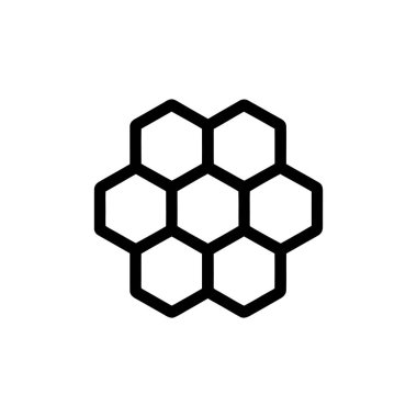 Ayrı grafikler, parlak beyaz arkaplan üzerinde kalın siyah çizgileri olan birbiriyle bağlantılı yedi altıgen kümesini tasvir ediyor. Basit ama çarpıcı bir tasarım..