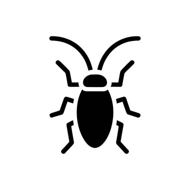 Belirgin anten ve bacakları ile açıkça anatomisini gösteren minimalist bir siyah hamamböceği simgesi, projelerde çok yönlü kullanım için şeffaf bir arkaplan üzerine kuruludur..