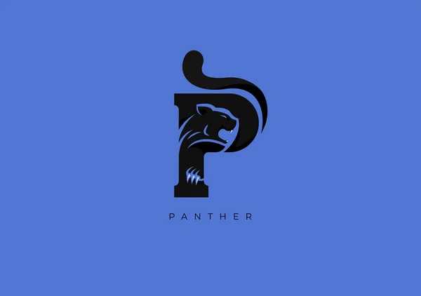 Este Logotipo Moderno Panther Gran Combinación Símbolo Panther Con Letra — Vector de stock