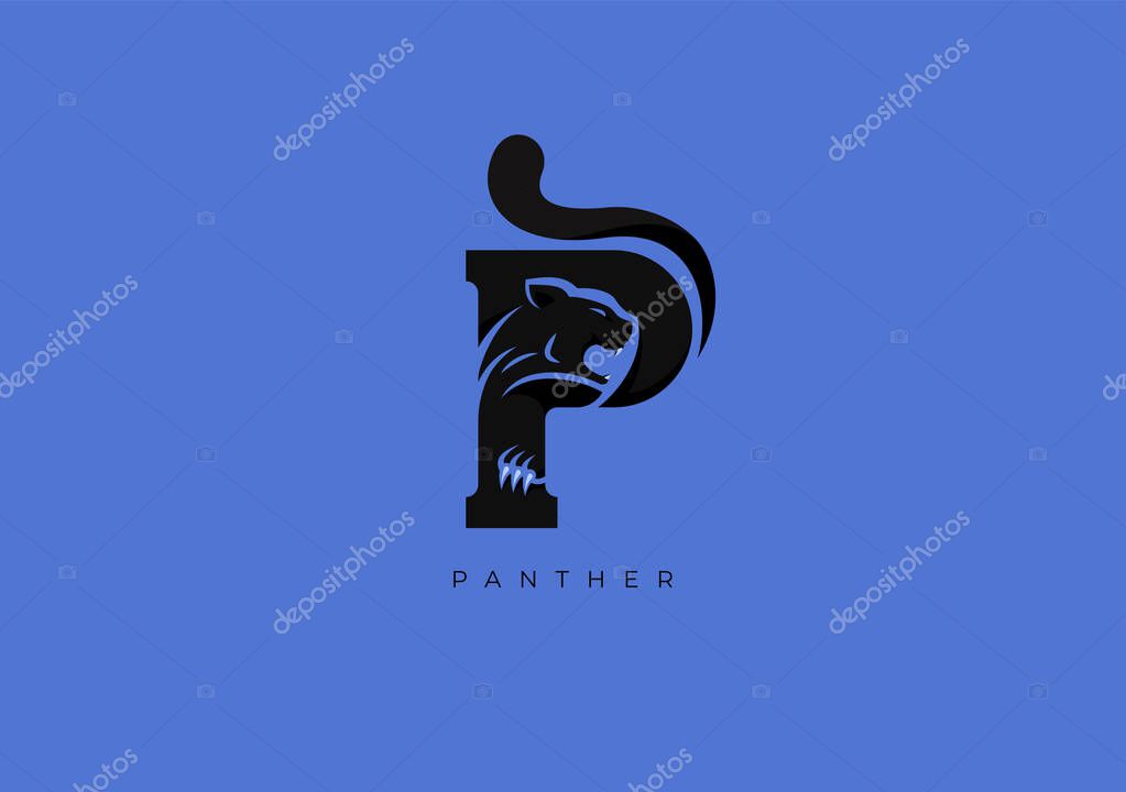 This is a modern logo of Panther, Great combination of Panther symbol with letter P as initial of Panther itself.