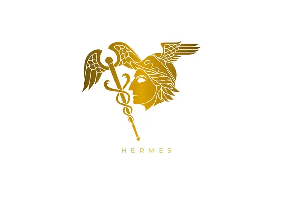 Złote Logo Projektu Dla Hermesa Starożytnego Greckiego Boga Stad Stad — Wektor stockowy