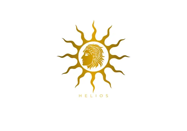 Złote Logo Projektu Dla Heliosa Tytanowego Boga Słońca Strażnika Przysięgi — Wektor stockowy