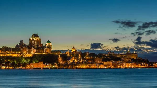Veduta Quebec City Levis Crepuscolo Con Famoso Chteau Frontenac Hotel — Foto Stock
