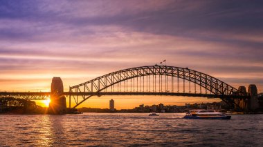 Günbatımında Sydney Limanı Köprüsü, Sidney Avustralya