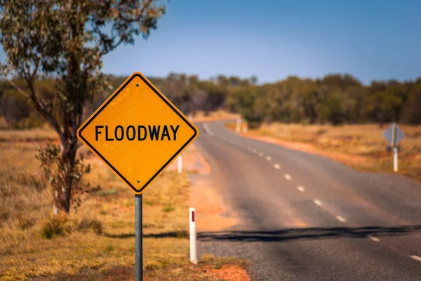 Floodway Warning Signal Larapinta Drive Northern Territory Australia — Stock Photo, Image