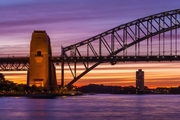 Détail Pont Port Sydney Crépuscule Sysdney Australie — Photo