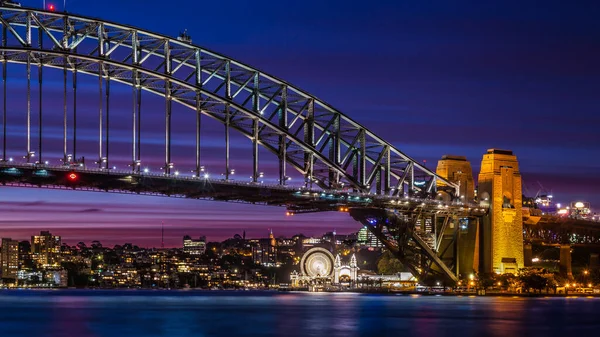 Detalj Sydney Harbour Bridge Skymningen Sydney Australien — Stockfoto