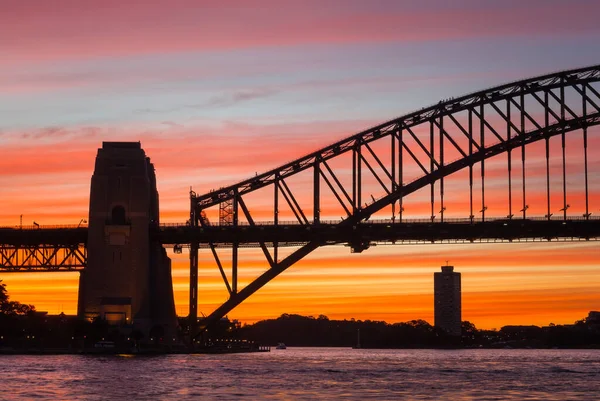 Silhouette Del Pilone Meridionale Del Sydney Harbour Bridge Sysdney Australia — Foto Stock