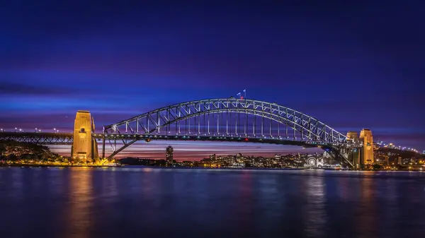 Sydney Harbour Bridge Skymningen Sydney Australien — Stockfoto