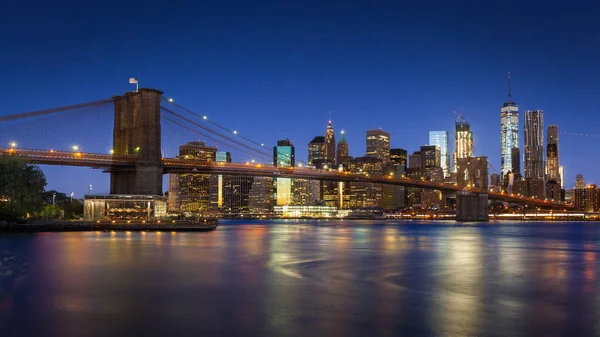 Brooklyn Köprüsü Aşağı Manhattan New York Abd — Stok fotoğraf
