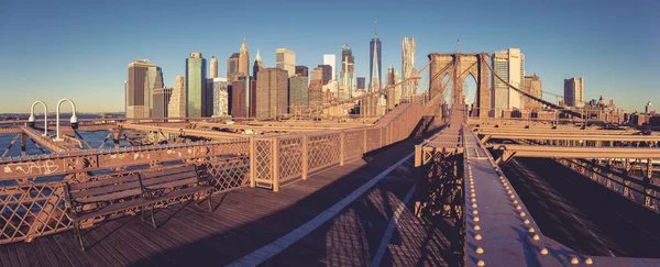 New York Circa October 2016 Panoramic View Downtown Brooklyn Bridge — Stock Photo, Image