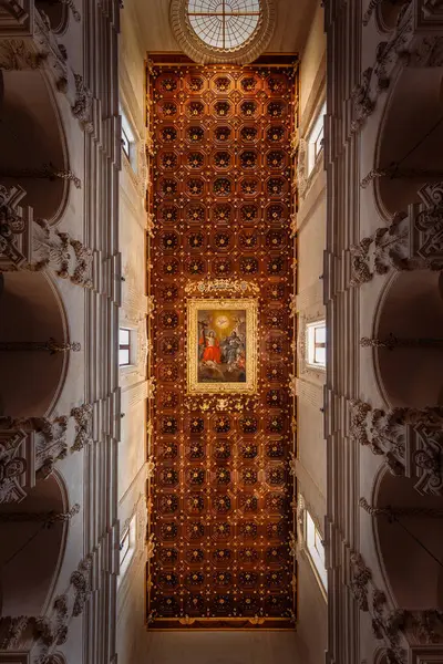 Drewniany Sufit Bazyliki Świętego Krzyża Lecce Włochy — Zdjęcie stockowe