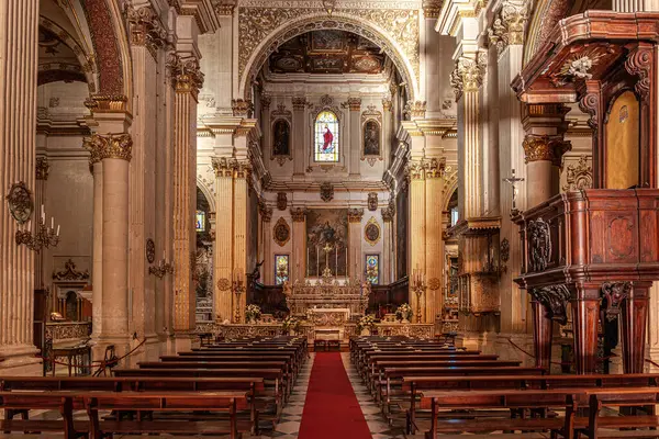 Interiören Katedralen Church Mary Antagande Santa Maria Assunta Lecce Italien — Stockfoto