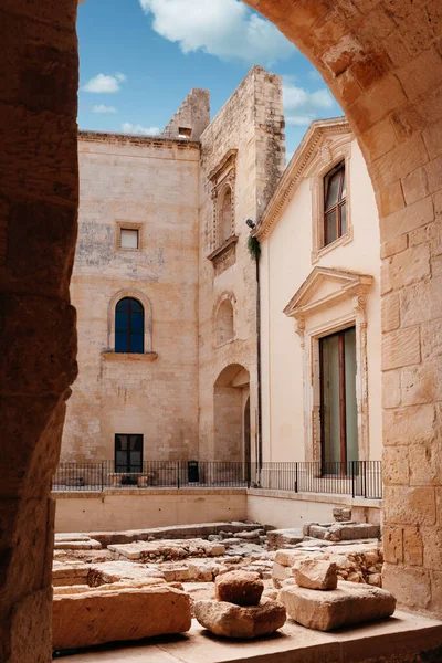 Kaplica Santa Barbara Wykopaliska Archeologiczne Dziedzińcu Zamku Karola Lecce Włochy — Zdjęcie stockowe