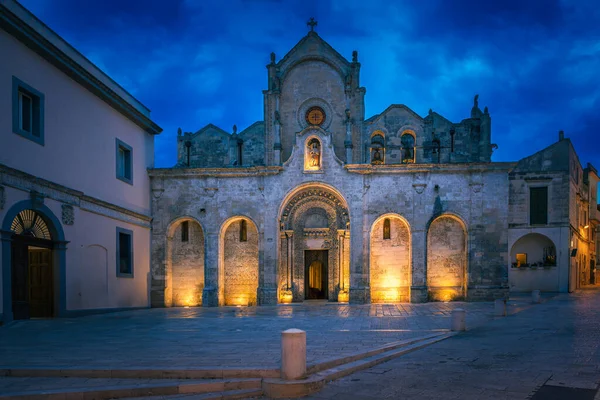 Facciata Della Chiesa Romanica San Giovanni Battista Matera Italia — Foto Stock