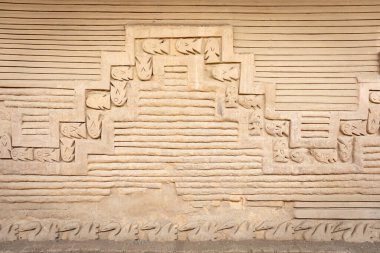 Tschudi Sarayı, Chan Chan Chan, Trujillo, Peru 'daki balık ve pelikanları resmeden frizlerin ayrıntıları